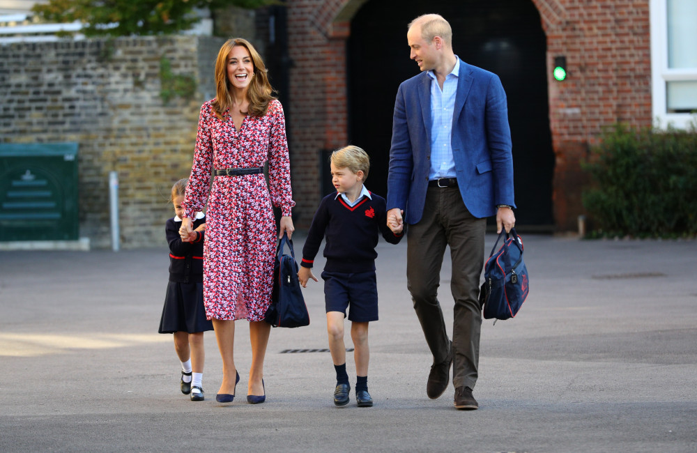 Prince William and Kate - take Princess Charlotte and Prince Louie to School 2019 - Photoshot