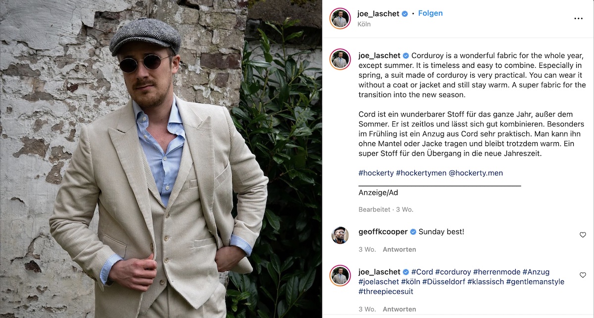 Joe Laschet Stil. Foto: Instagram @joe_laschet Joe Laschet Stil. Foto: Instagram @joe_laschet