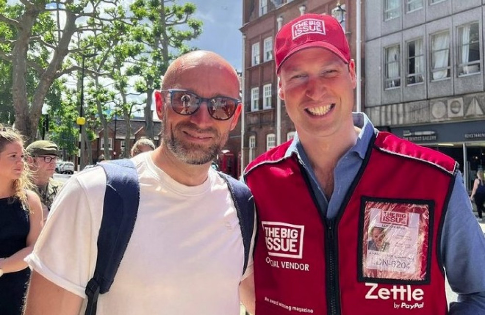 Prince William with Vitalijus Zuikauskas - JUN 22 - Selling The Big Issue - Instagram zuikauskas