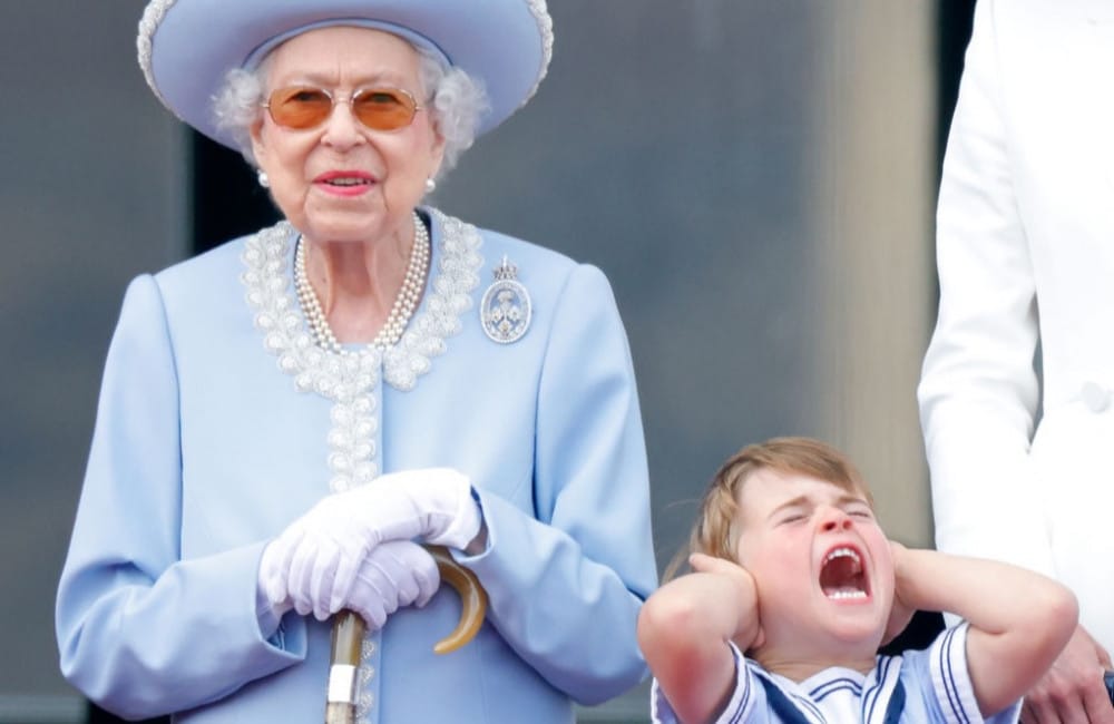 Queen Elizabeth II and Prince Louis of Cambridge Trooping Of The Colour 2022 - Getty