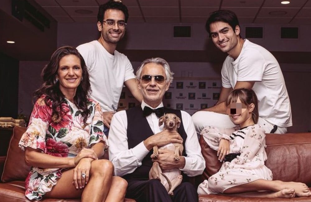 Andrea Bocelli con i figli Amos