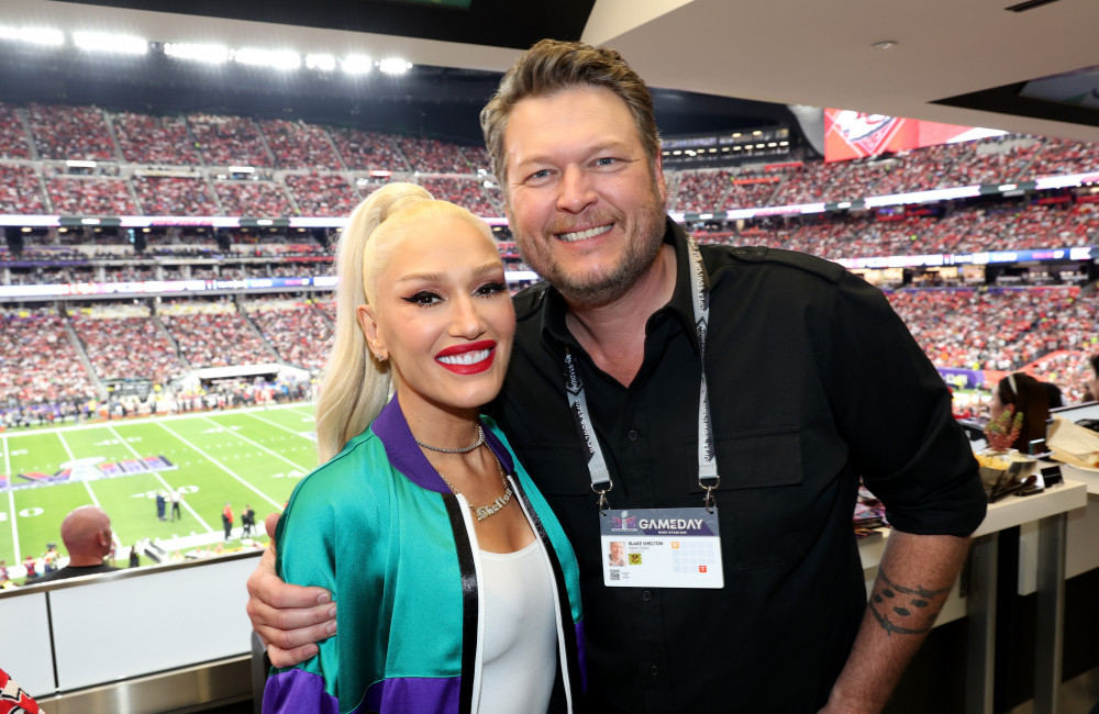 Gwen Stefani and Blake Shelton attend the Super Bowl LVIII 2024 - Getty