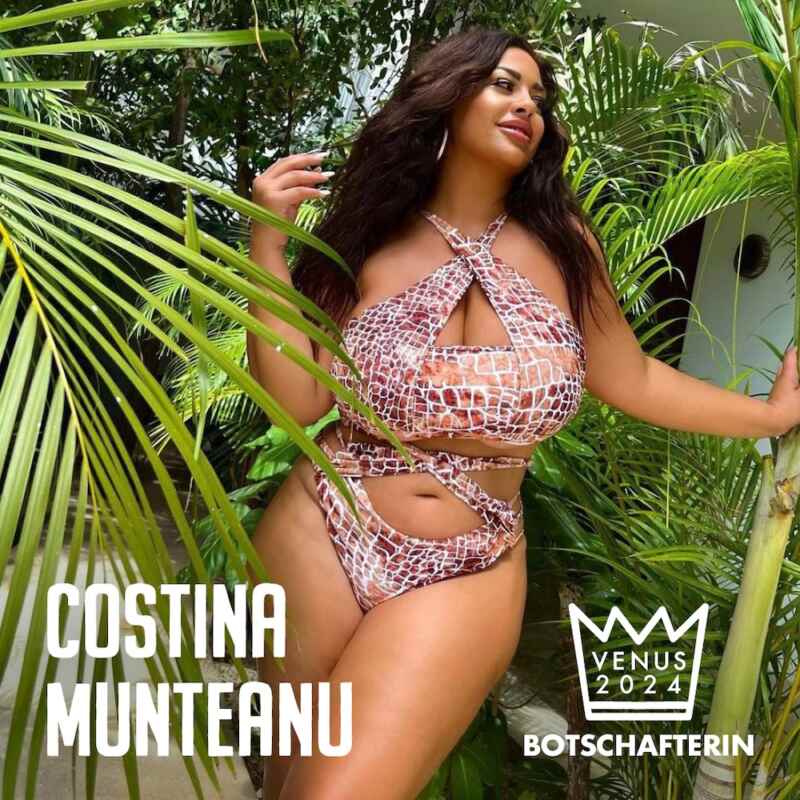 Costina Munteanu Die selbstbewusste Curvy-Queen Costina lebt bringt frischen Wind in die Welt der Erotik. Mit ihrem authentischen Auftreten und ihrer positiven Ausstrahlung steht die Österreicherin für Body Positivity und Vielfalt in der Branche. Als Markenbotschafterin der VENUS 2024 wird Costina, nicht nur ihren mehr als eine Million Followern zeigen, dass Erotik für jede*n zugänglich ist und unabhängig von Größe und Aussehen gefeiert werden kann.