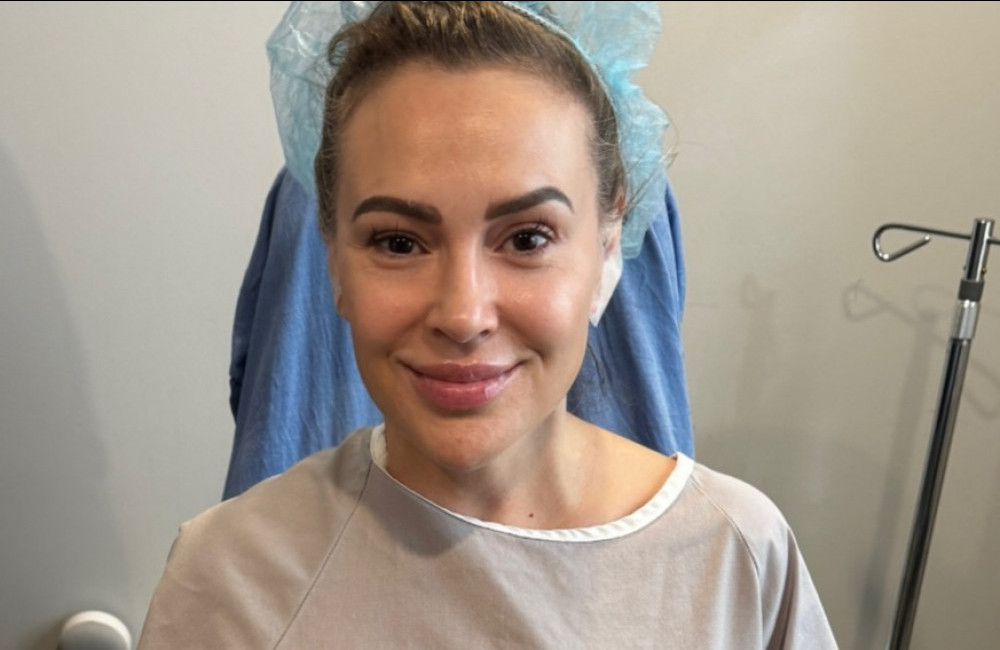 Alyssa Milano in hospital to have breast implants removed - ONE USE Instagram - September 2025
