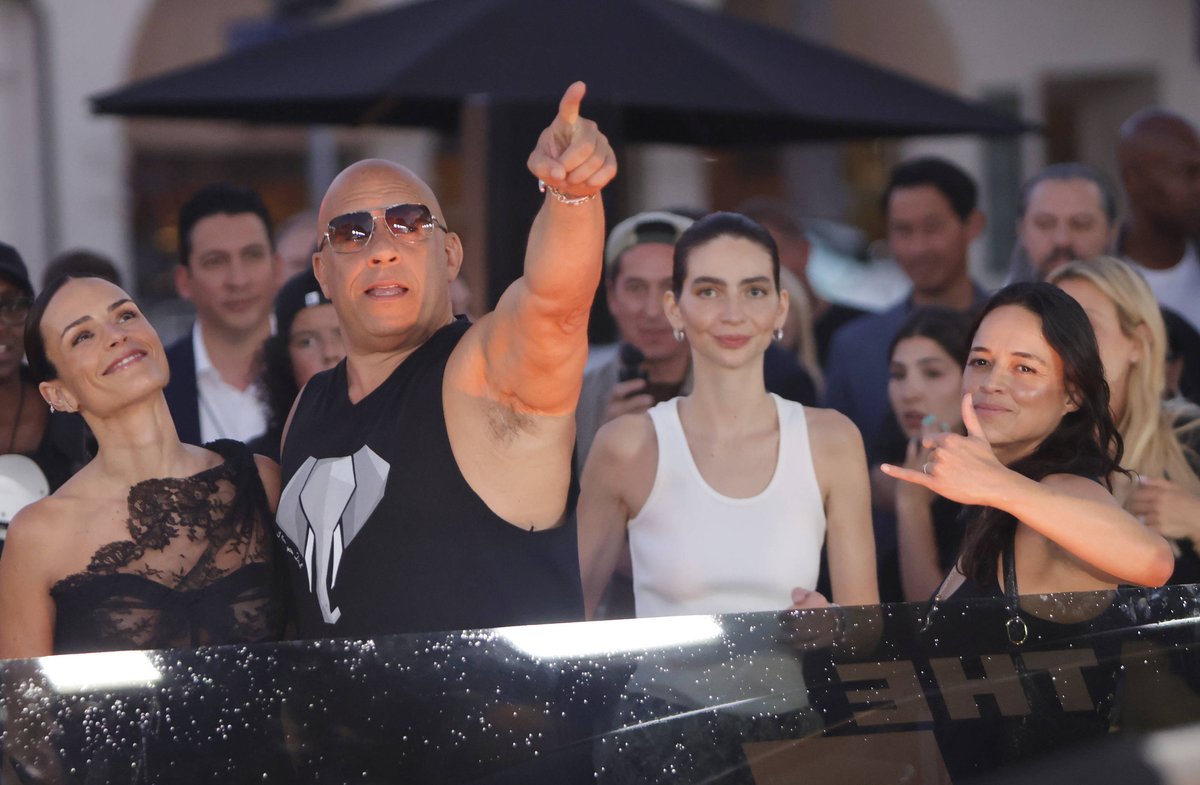 Jordana Brewster, Vin Diesel, Meadow Walker und Michelle Rodriguez (v.l.n.r.) bei dem Jubiläums-Event.
