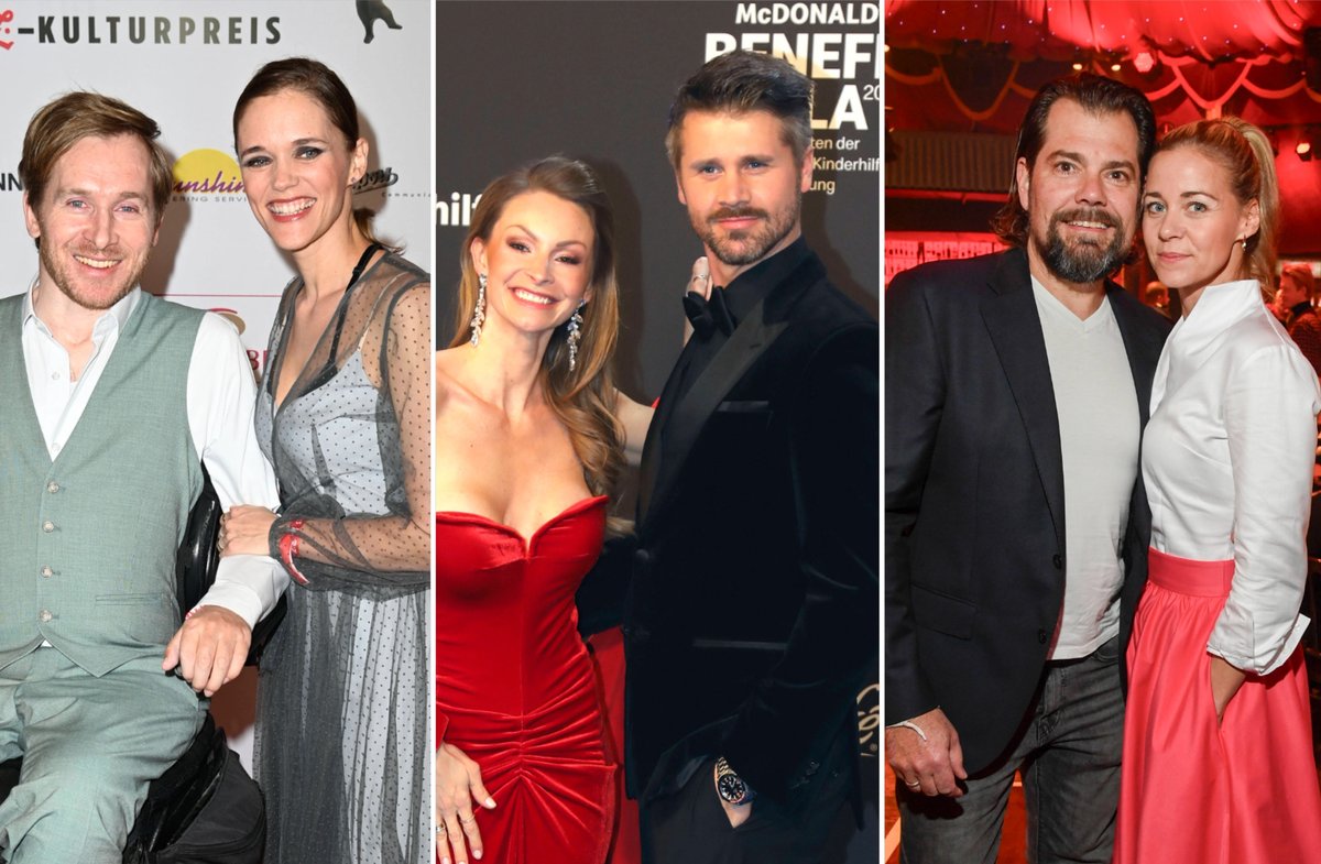 V. l.: Samuel und Sarah Koch fanden bei "Sturm der Liebe" zusammen, bei Jana und Thore Schölermann war es "Verbotene Liebe" und Daniel Fehlow und Jessica Ginkel verhalf "GZSZ" zur Ehe.