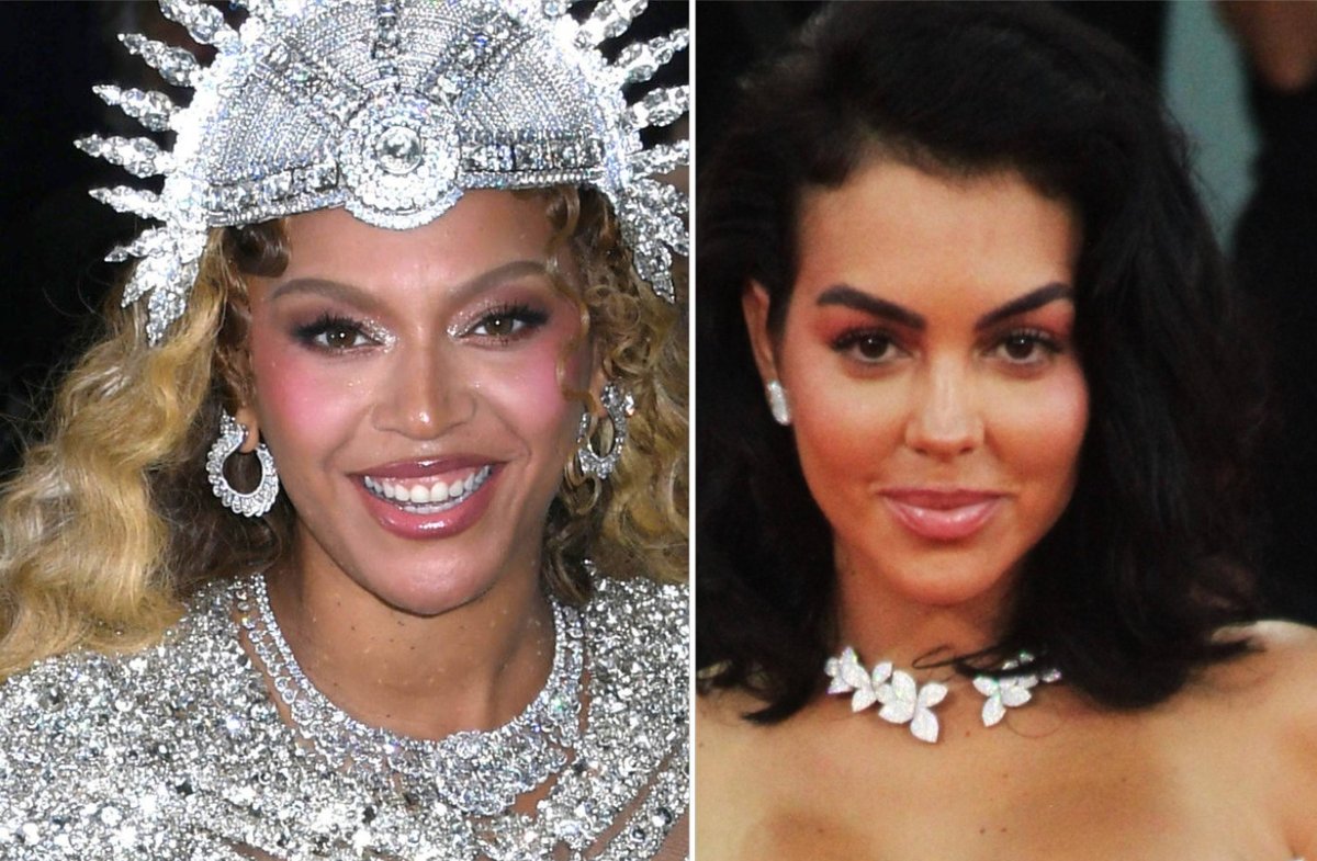 Beyoncé trug das Collier bei der Met Gala 2025 (l.) - Georgina Rodríguez (Archivfoto) wählte es für ihr Hochzeitsoutfit.
